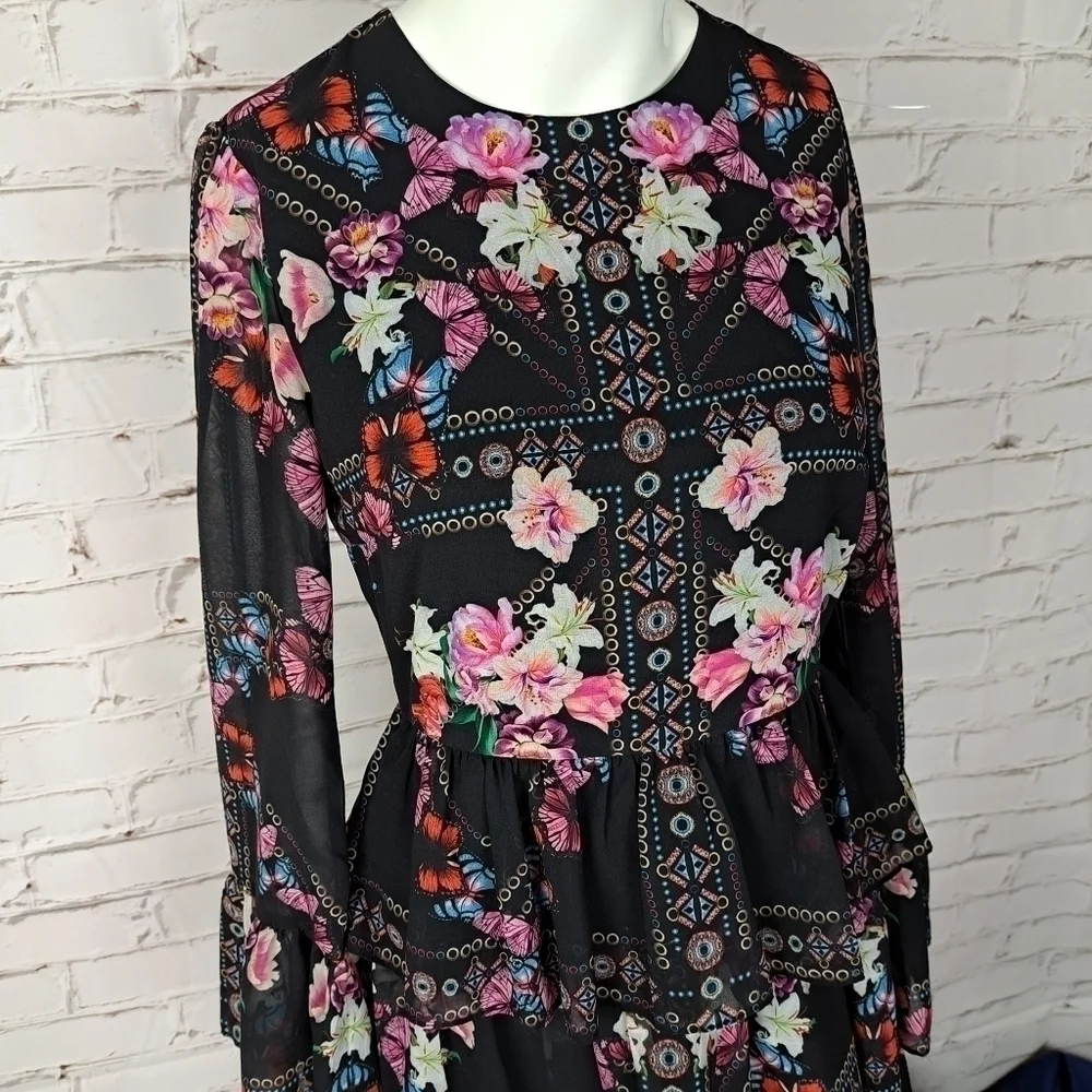 𝅺BEBE Print Ruffle Tiered‎ Dress - Picture 6 of 16